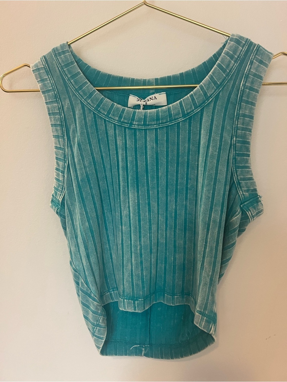 Zenana Teal Ribbed Sleeveless High Low Top